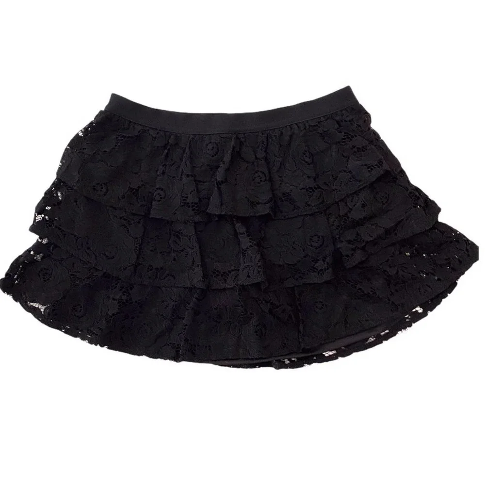 JUSTICE Girl’s Black Lace Tiered Ruffle Skort